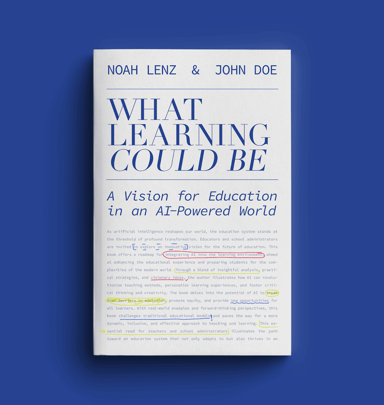 Portada minimalista de libro de no ficción, con un diseño azul y tipografía atractiva y moderna, perfecta para escritores autopublicados