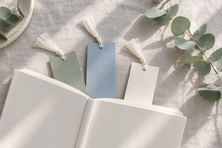 Punto de libro personalizado: marcapáginas con borla sobre un libro abierto